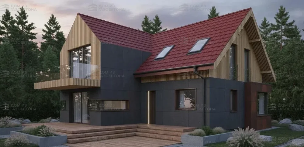 Проект Двухэтажный дом 10 на 10, 98 м2